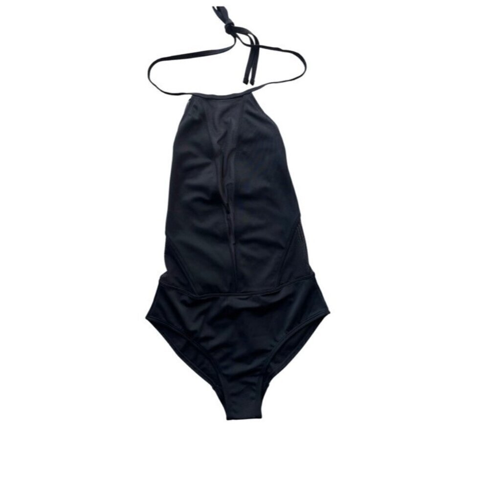 Ted Baker London Black Mesh Panel Halter one piece Swimsuit size 0 (US Size2- 4) - Picture 4 of 16